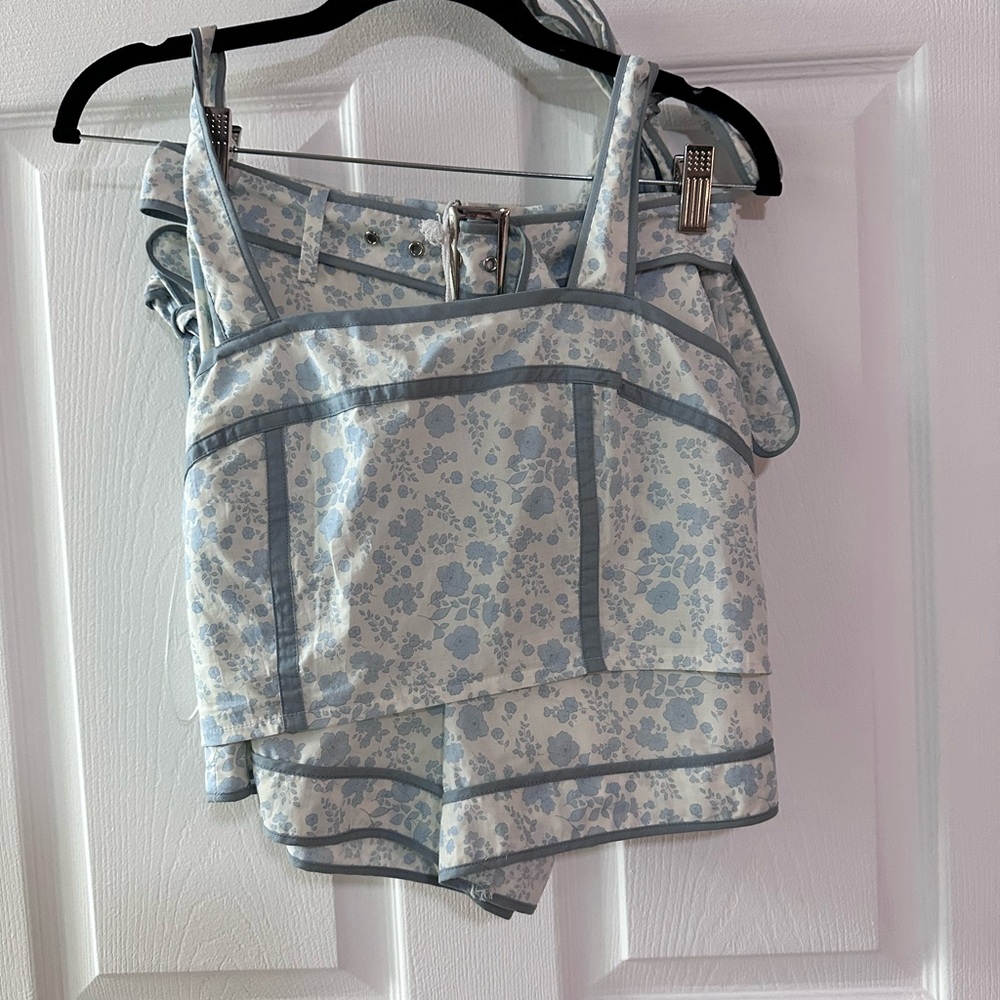 Floral Blue and White Two-Piece Set